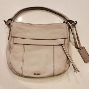 Light gray leather fossil bag/wallet